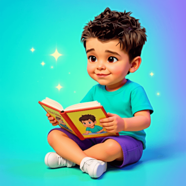 Copil citind cartea personalizată